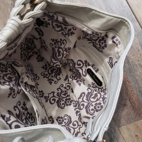 Urban Expressions Vegan Leather Lattis Shoulder Purse Handbag Taupe - Picture 8 of 12